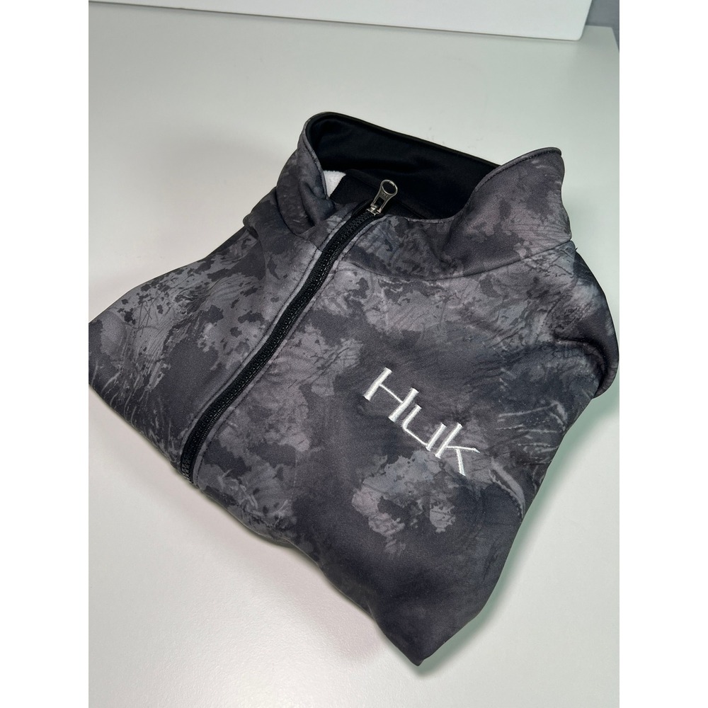 Huk Fishing Camo 1/4 Zip Mens XXL Gray Black Pullover Performance Moisture Wick